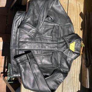 Andrew Marc Kids Black Leather Jacket Medium